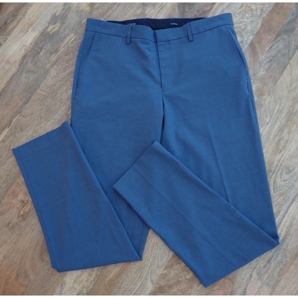 J Crew Thompson Tapered Leg Chino Suit Pants Blue Mens 34 x 34 Wool Blend